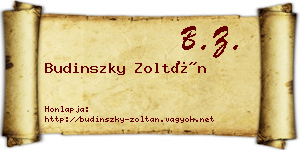 Budinszky Zoltán névjegykártya